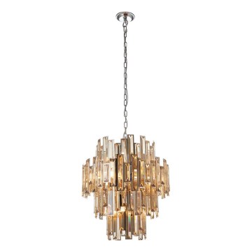 Endon 72744 - Lampadario di cristallo a sospensione con catena VIVIANA 12xE14/40W/230V cromo lucido/fumé