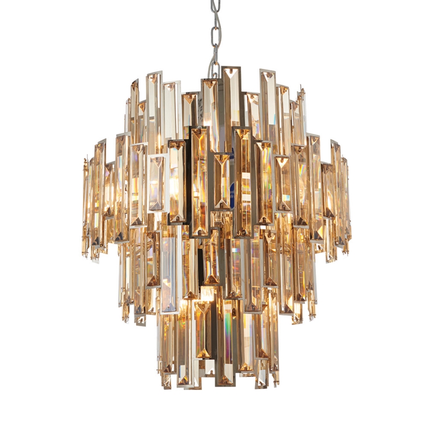 Endon 72744 - Lustre en cristal suspendu VIVIANA 12xE14/40W/230V chrome brillant/fumé