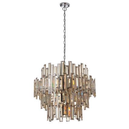 Endon 72746 - Lustre en cristal VIVIANA sur chaîne 15xE14/40W/230V, chrome brillant/verre fumé