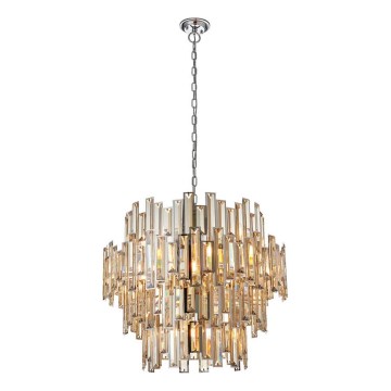 Endon 72746 - Lustre en cristal VIVIANA sur chaîne 15xE14/40W/230V, chrome brillant/verre fumé