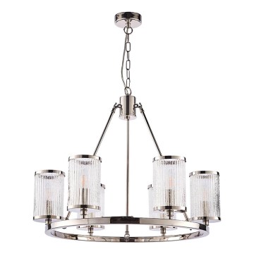Endon 74128 - Lampadario a sospensione con catena EASTON 6xE14/6W/230V cromo lucido