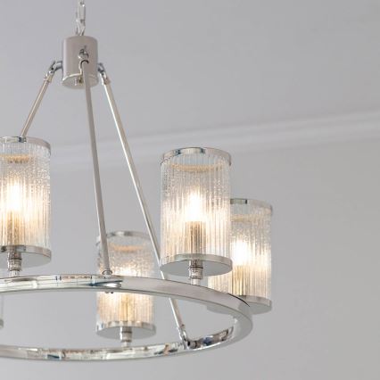 Endon 74128 - Suspension chaîne EASTON 6xE14/6W/230V chrome brillant