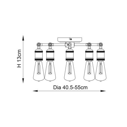 Endon 76336 - Faretto HAL 5xE27/40W/230V cromo opaco/rame