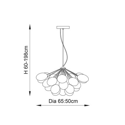 Endon 76450 - Lampadario a sospensione con cavo INFINITY 6xG9/28W/230V multicolore