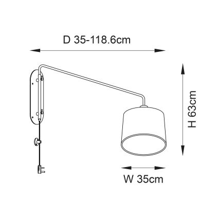 Endon 79380 - Applique murale CARLSON 1xE27/40W/230V gris/noir