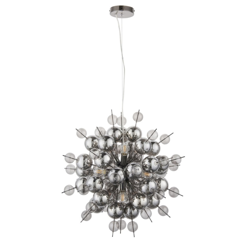 Endon 81583 - Hängeleuchte mit Kabel JOULES 9xE14/7W/230V glänzender Chrom/rauchfarbenes Glas