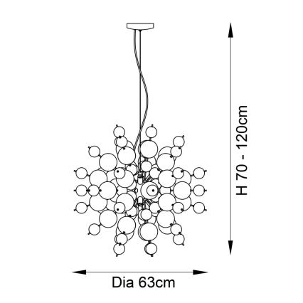 Endon 81583 - Lampadario a cavo JOULES 9xE14/7W/230V cromo lucido/fumé