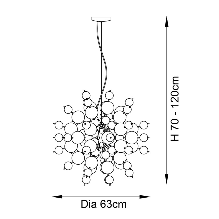 Endon 81583 - Lampadario a cavo JOULES 9xE14/7W/230V cromo lucido/fumé