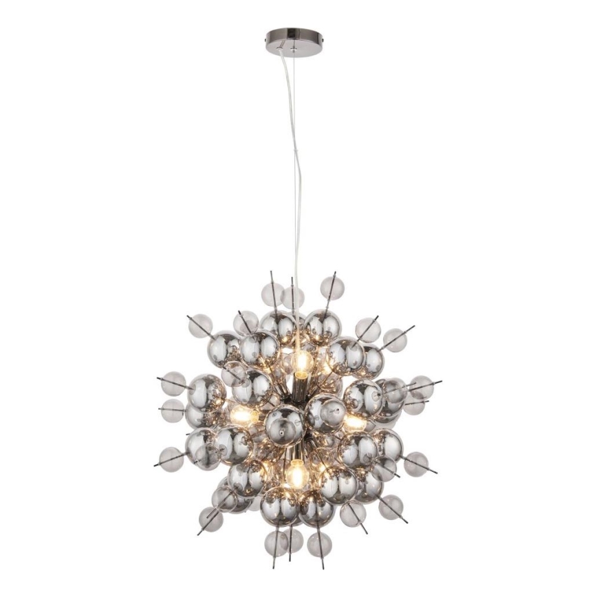 Endon 81583 - Suspension sur câble JOULES 9xE14/7W/230V chrome brillant/verre fumé