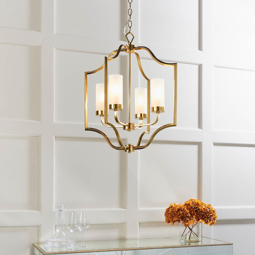 Endon 81914 - Lampadario a catena EDREA 4xE14/6W/230V ottone