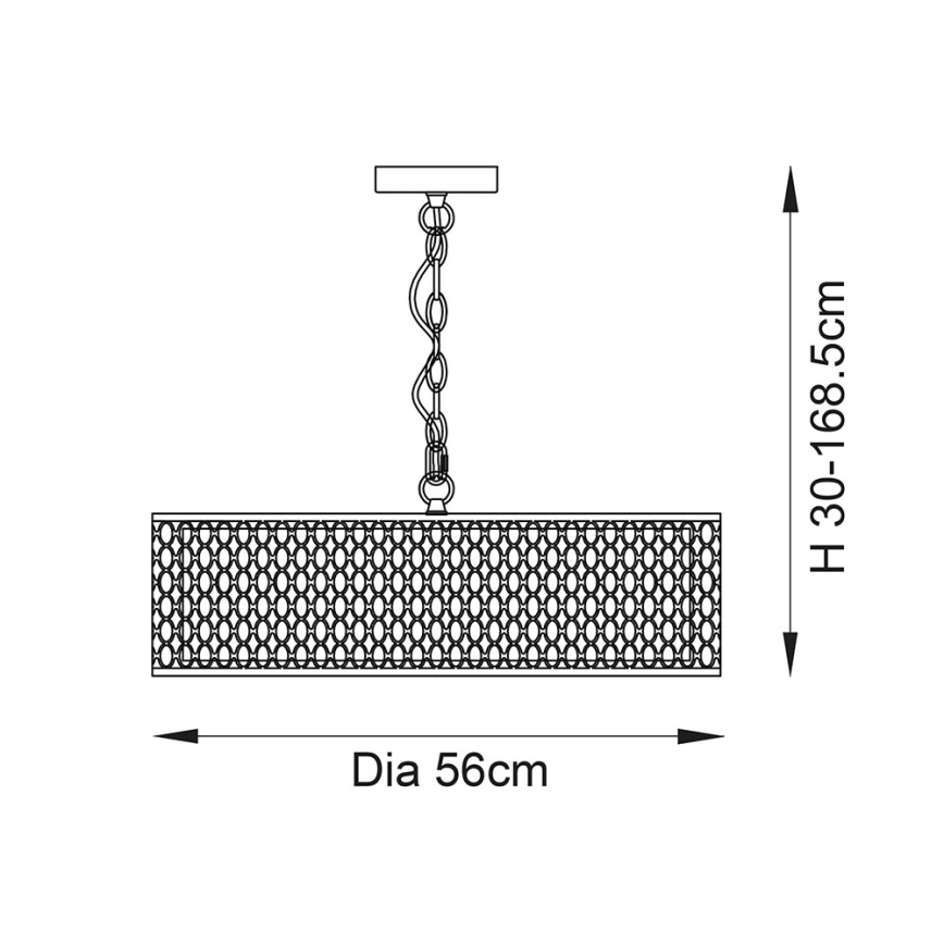 Endon 81969 - Lampadario a sospensione con catena CORDERO 3xE27/10W/230V cromo opaco