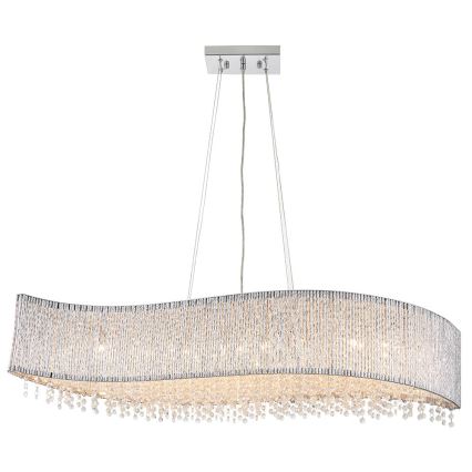 Endon 81979 - Lampadario in cristallo GALINA a sospensione con cavo 8xG9/25W/230V, cromo lucido