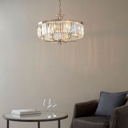 Endon 90263 - Kronleuchter an Kette CHESTERFIELD 6xE14/6W/230V Ø 55 cm glänzender Chrom