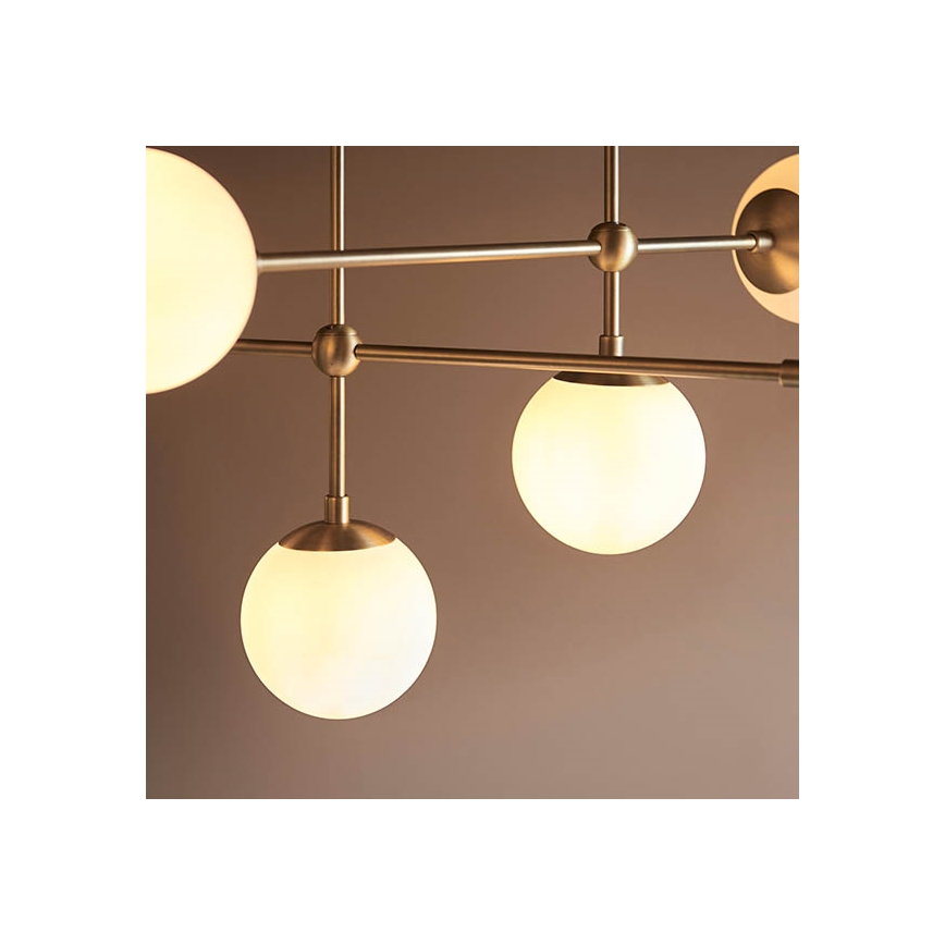 Endon 90842 - Lampadario su asta ONTARIO 6xE14/7W/230V ottone/bianco