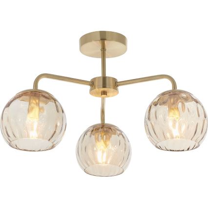 Endon 91968 - Lampadario a plafone DIMPLE 3xE14/25W/230V dorato/beige fumé