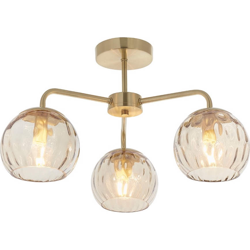 Endon 91968 - Lampadario a plafone DIMPLE 3xE14/25W/230V dorato/beige fumé