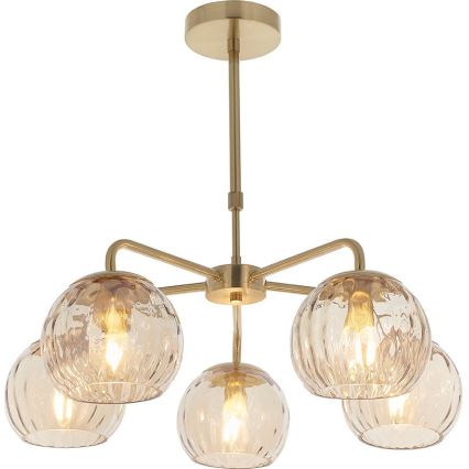 Endon 91969 - Pendelleuchte an Stange DIMPLE 5xE14/25W/230V goldfarben