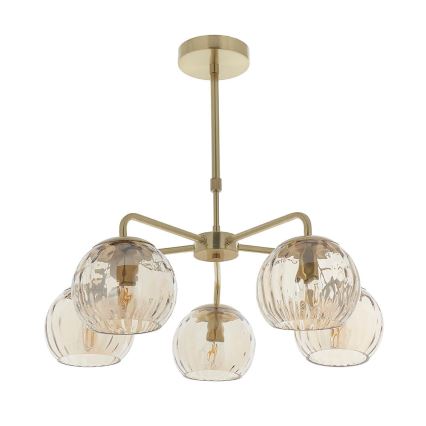 Endon 91969 - Pendelleuchte an Stange DIMPLE 5xE14/25W/230V goldfarben