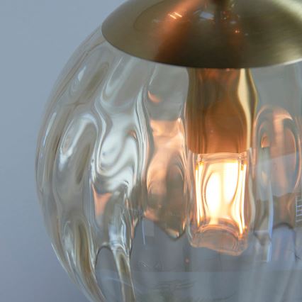 Endon 91971 - Lampadario a cavo DIMPLE 3xE14/7W/230V dorato/beige fumé