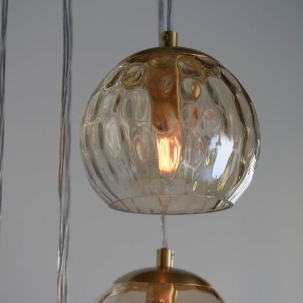 Endon 91972 - Suspension sur câble DIMPLE 5xE14/7W/230V doré/beige fumé