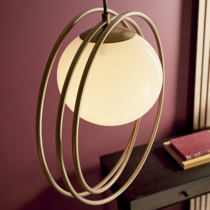 Endon 92488 - Pendelleuchte EMILIO mit Kabelabhängung 1xE27/10W/230V gold/weiß