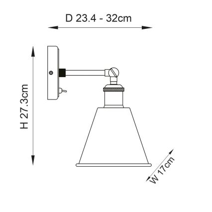Endon 92866 - Faretto da parete HAL 1xE27/10W/230V cromo opaco/ramato