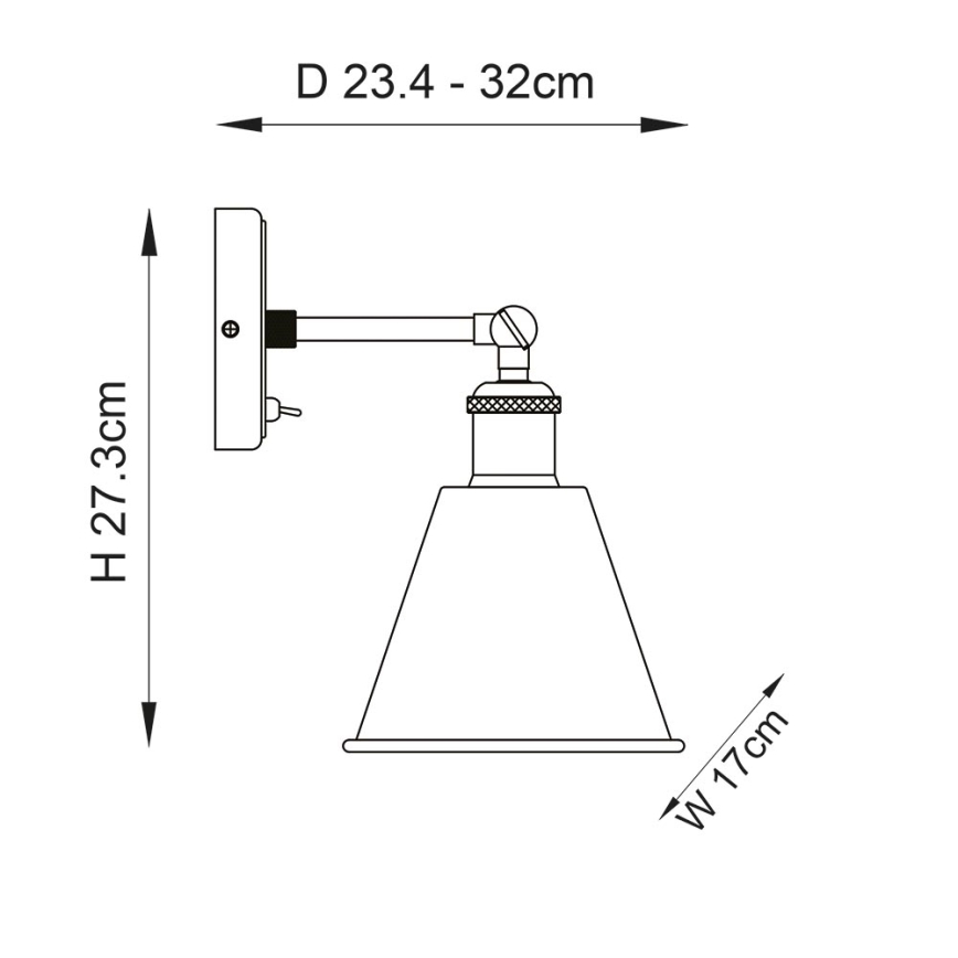 Endon 92866 - Faretto da parete HAL 1xE27/10W/230V cromo opaco/ramato