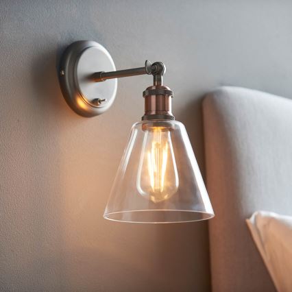 Endon 92874 - Faretto da parete HAL 1xE27/10W/230V bronzo/rame/limpido