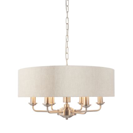 Endon 94357 - Lampadario a catena HIGHCLERE 6xE14/40W/230V Ø 55 cm beige/cromo opaco