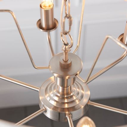 Endon 94357 - Lampadario a catena HIGHCLERE 6xE14/40W/230V Ø 55 cm beige/cromo opaco