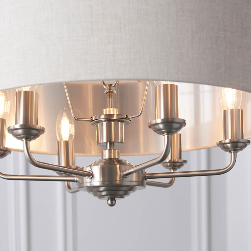 Endon 94357 - Lampadario a catena HIGHCLERE 6xE14/40W/230V Ø 55 cm beige/cromo opaco