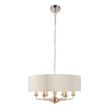 Endon 94357 - Suspension à chaîne HIGHCLERE 6xE14/40W/230V Ø 55 cm beige/chrome mat