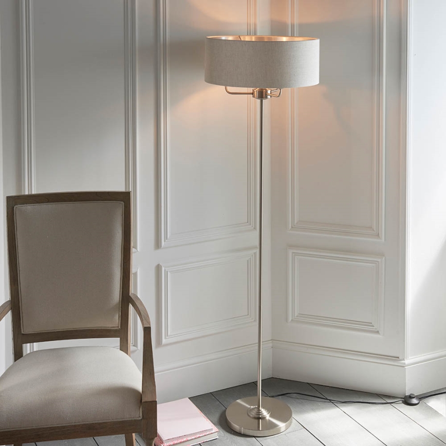 Endon 94359 - Lampada con piedistallo HIGHCLERE 3xE14/40W/230V beige/cromo lucido diametro 47 cm
