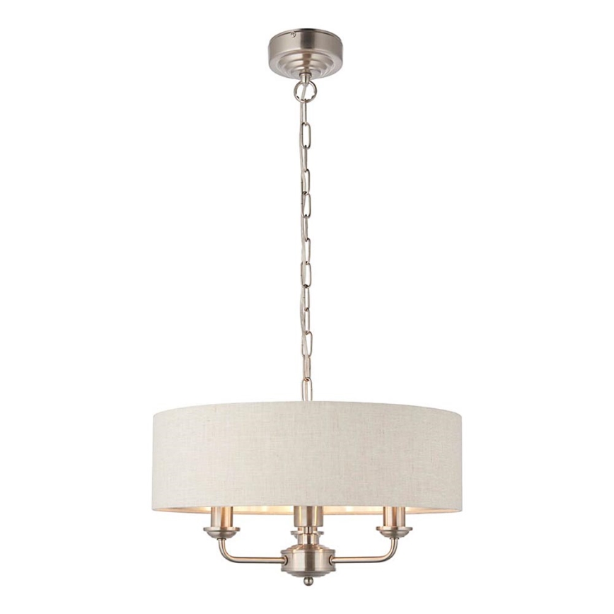 Endon 94361 - Suspension chaîne HIGHCLERE 3xE14/40W/230V beige/chrome mat d. 45 cm