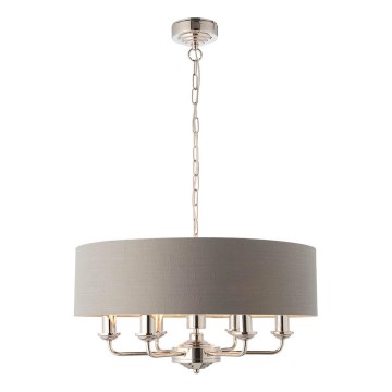 Endon 94373 - Hängeleuchte an Kette HIGHCLERE 6xE14/40W/230V grau/glänzendes Chrom d 35 cm
