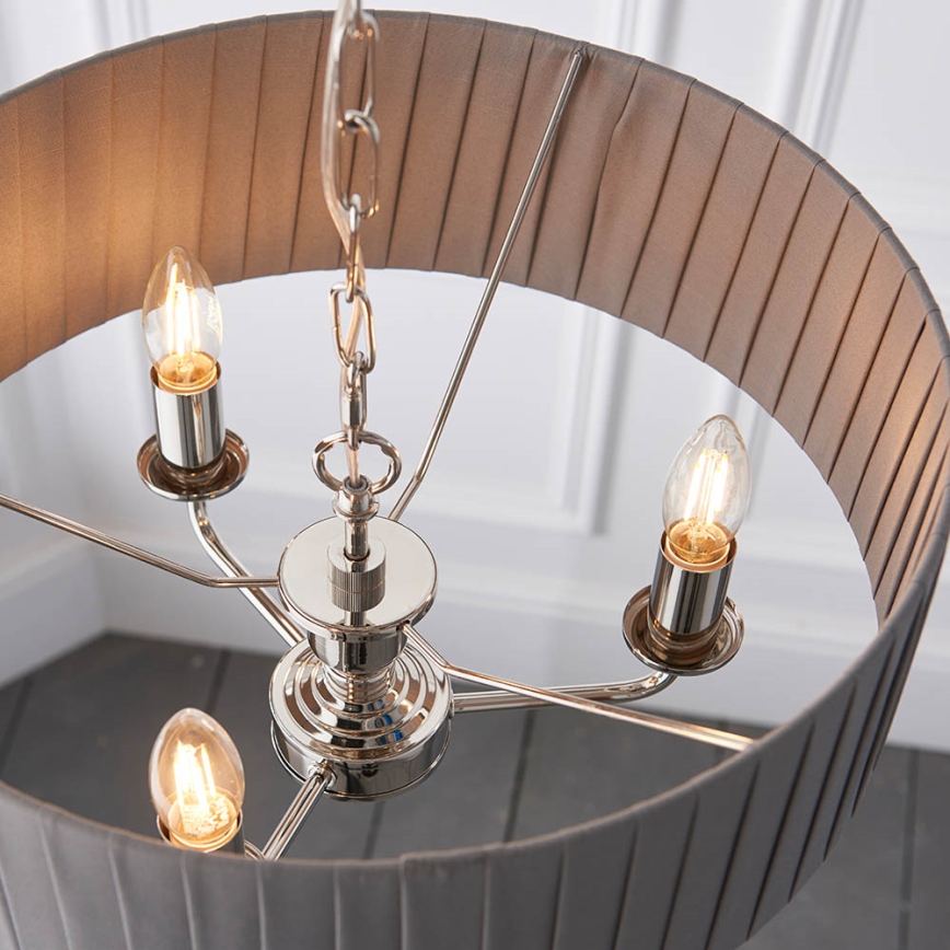 Endon 94394 - Lampadario a sospensione con catena HIGHCLERE 3xE14/40W/230V grigio scuro/cromo lucido