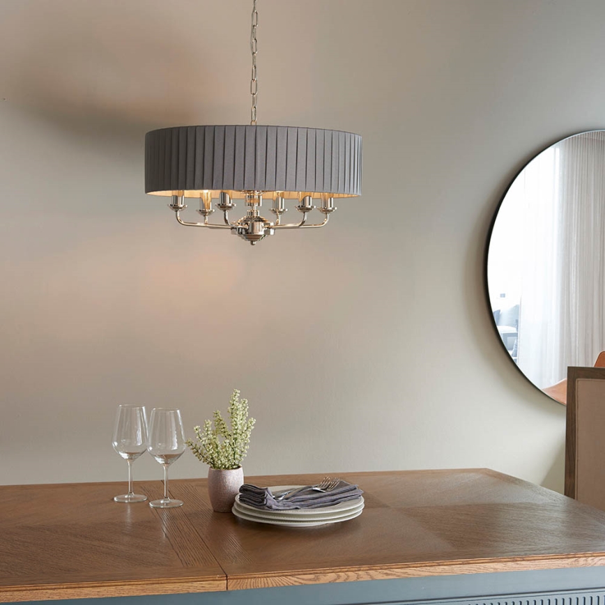 Endon 94397 - Lampadario a sospensione con catena HIGHCLERE 6xE14/40W/230V grigio/cromo lucido