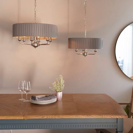 Endon 94397 - Lampadario a sospensione con catena HIGHCLERE 6xE14/40W/230V grigio/cromo lucido