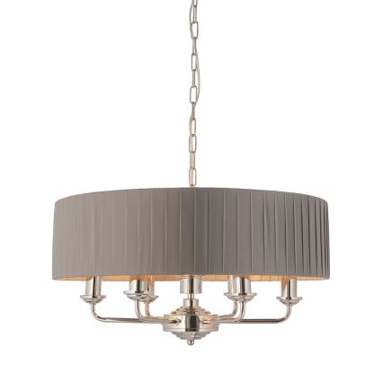 Endon 94397 - Lampadario a sospensione con catena HIGHCLERE 6xE14/40W/230V grigio/cromo lucido