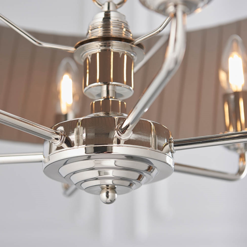 Endon 94397 - Lampadario a sospensione con catena HIGHCLERE 6xE14/40W/230V grigio/cromo lucido