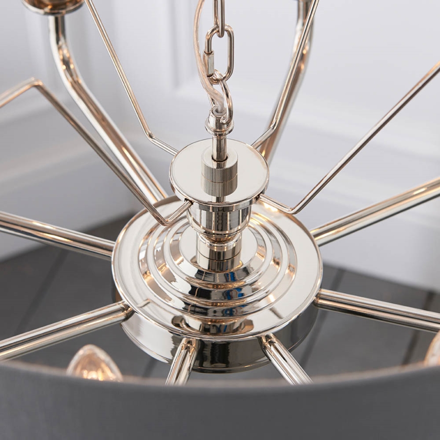 Endon 94415 - Hängeleuchte an Kette HIGHCLERE 8xE14/40W/230V grau/glänzendes Chrom d 70 cm