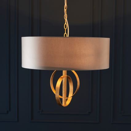 Endon 95212 - Lampadario sospeso con catena 3xE27/10W/230V Ø 60 cm grigio/ottone