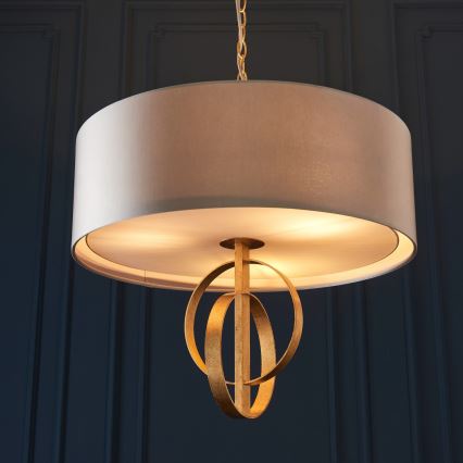Endon 95212 - Lampadario sospeso con catena 3xE27/10W/230V Ø 60 cm grigio/ottone