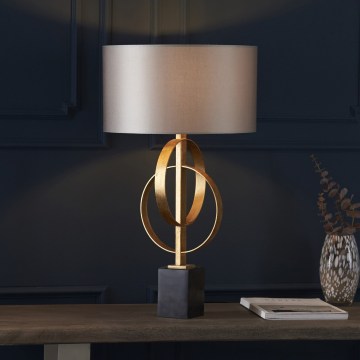 Endon 95213 - Lampada da tavolo 1xE27/10W/230V grigia/ottone/nera