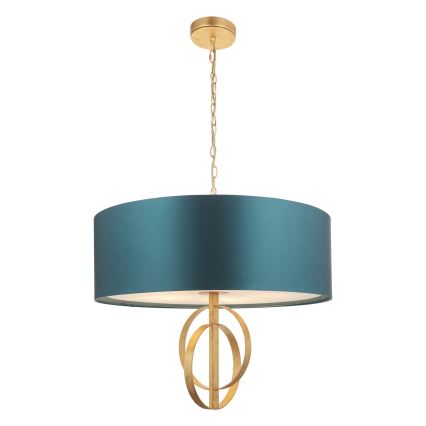 Endon 95219 - Kronleuchter mit Kette 5xE27/10W/230V, Ø 70 cm, blau/messing