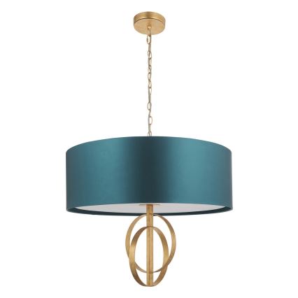 Endon 95219 - Kronleuchter mit Kette 5xE27/10W/230V, Ø 70 cm, blau/messing