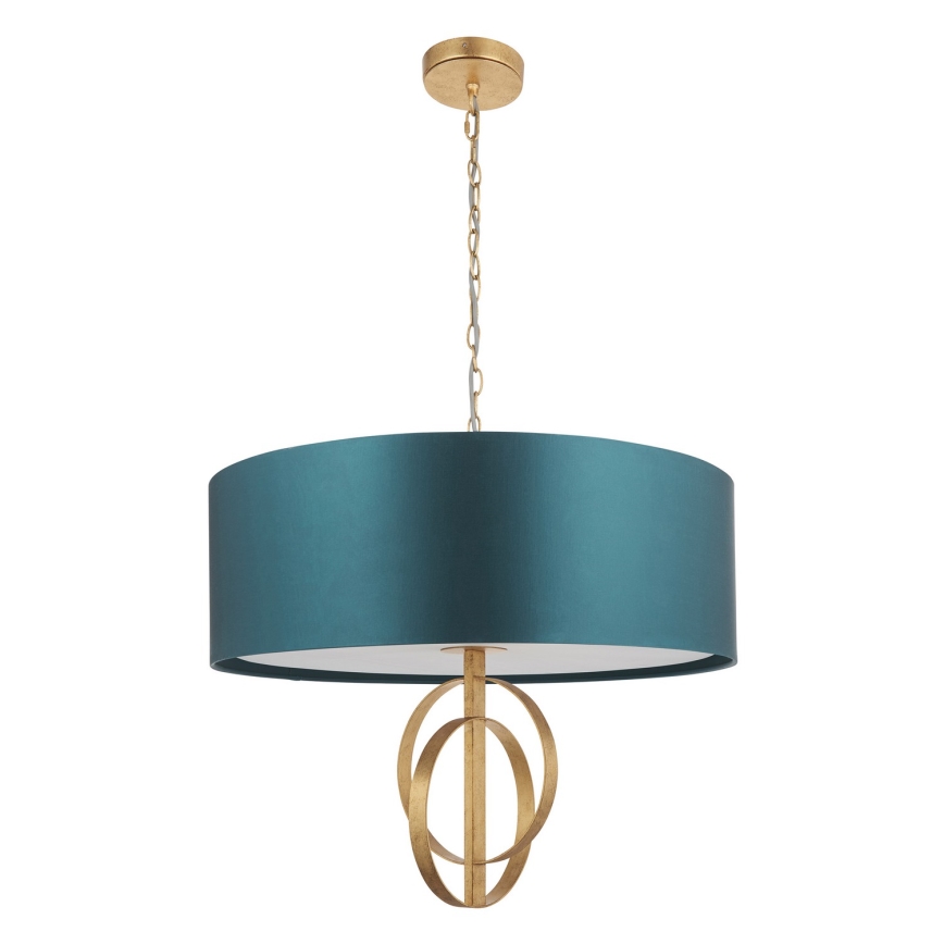 Endon 95219 - Lampadario a sospensione con catena 5xE27/10W/230V Ø 70 cm blu/ottone