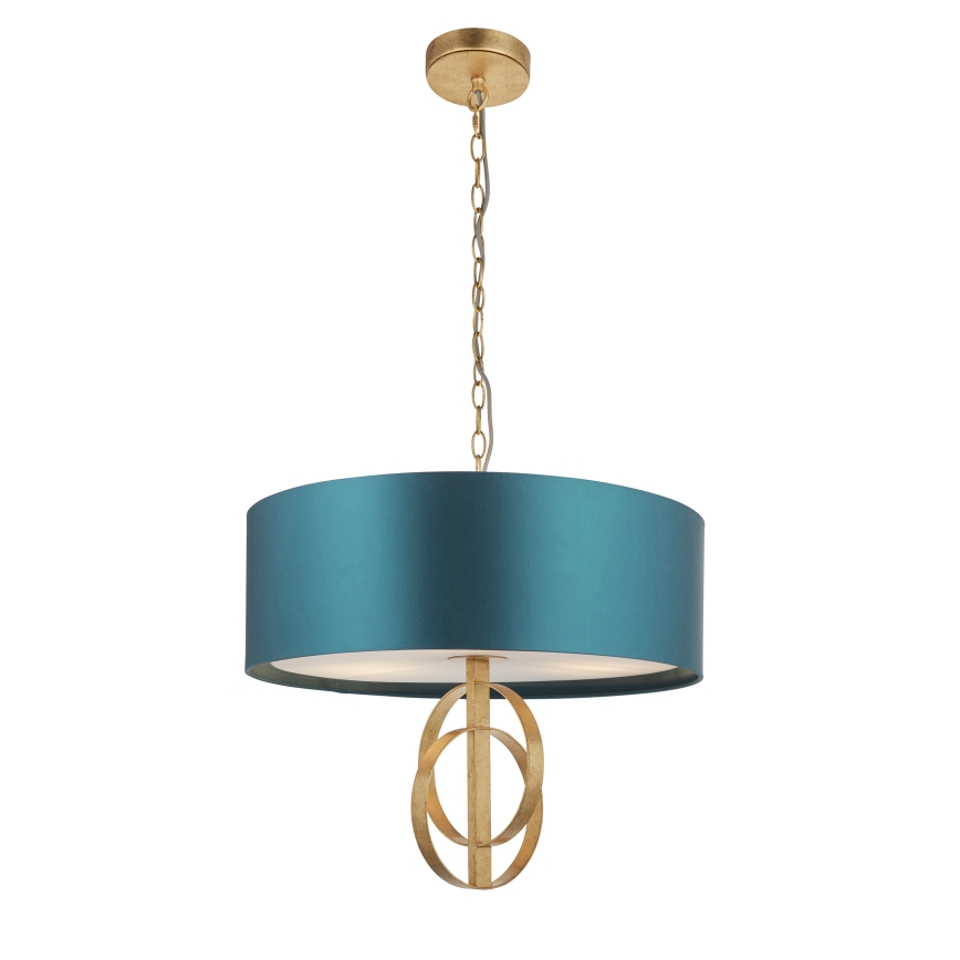 Endon 95220 - Kronleuchter an Kette 3xE27/10W/230V Ø 60 cm blau/messing