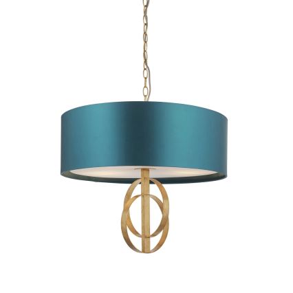 Endon 95220 - Kronleuchter an Kette 3xE27/10W/230V Ø 60 cm blau/messing