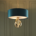 Endon 95220 - Lampadario a sospensione con catena 3xE27/10W/230V Ø 60 cm blu/ottone